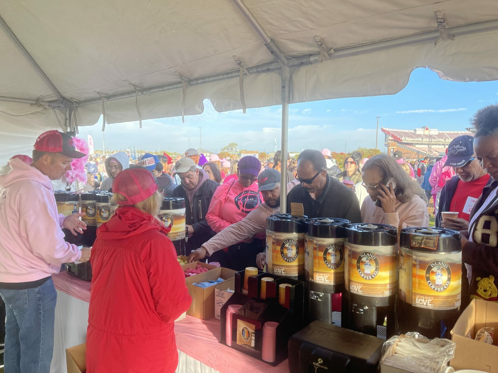 Island Coffee booth customers