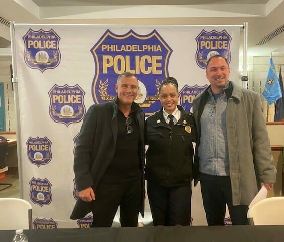 Jeff Allen NCD CEO, Philadelphia Police Commissioner Danielle Outlaw, and Allen Brothers Vice President Steve Ouimette at Town Hall Meeting
